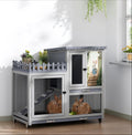 Wood Rabbit Hutch with Balcony on Wheels C334