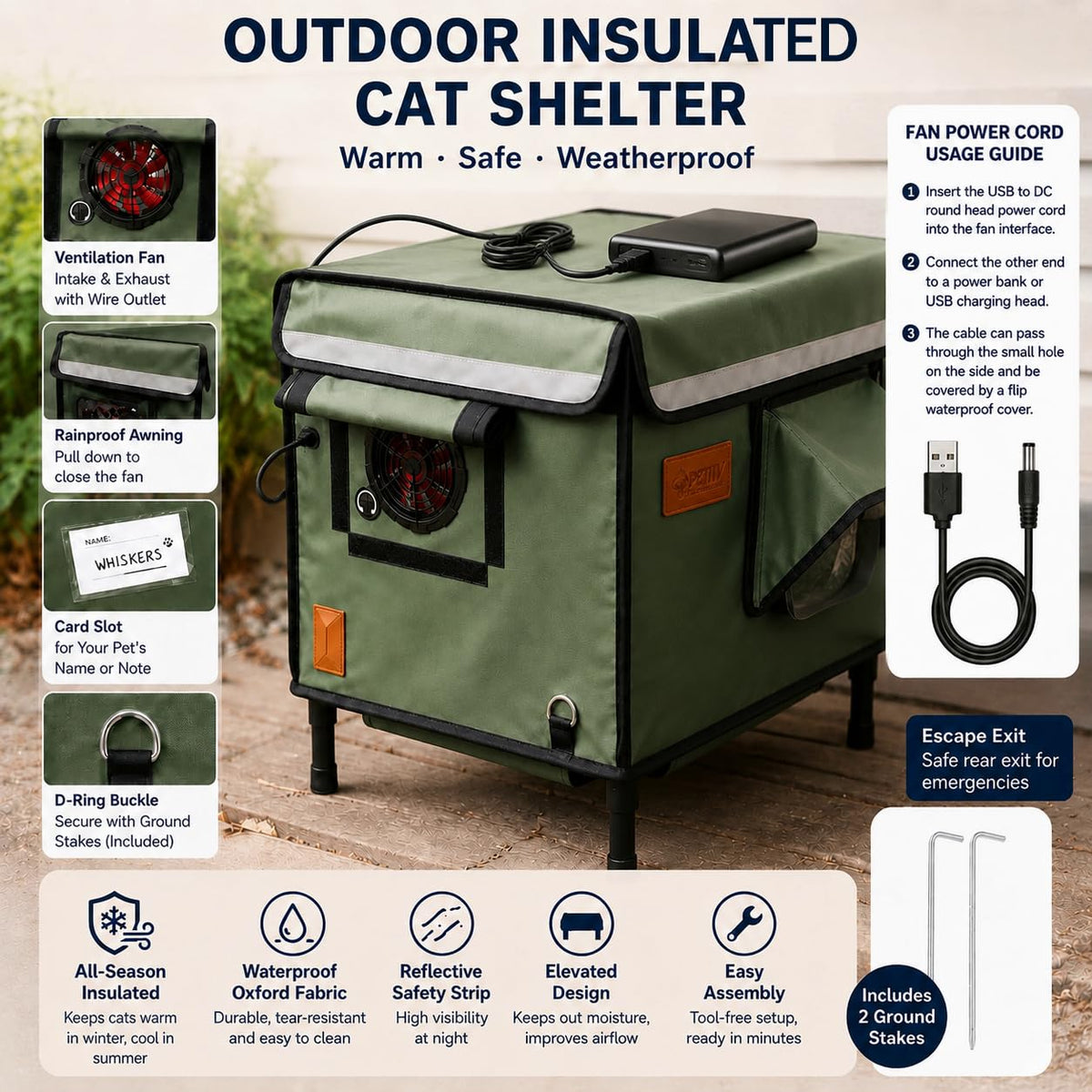 Waterproof Insulated Outdoor Cat House P762143