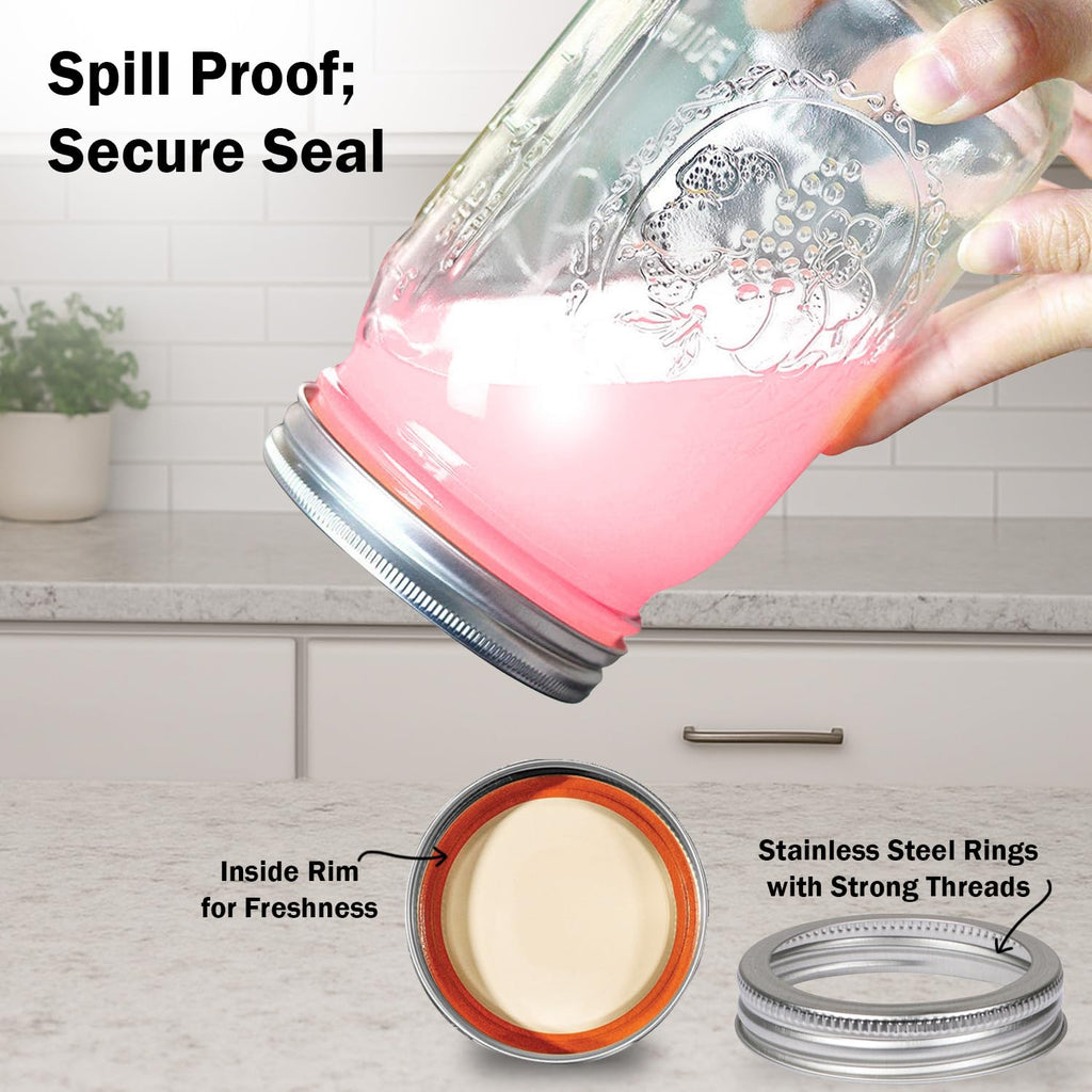 16 oz. Regular Mouth Mason Jars 12 Pack with Airtight Lids and Bands C7771