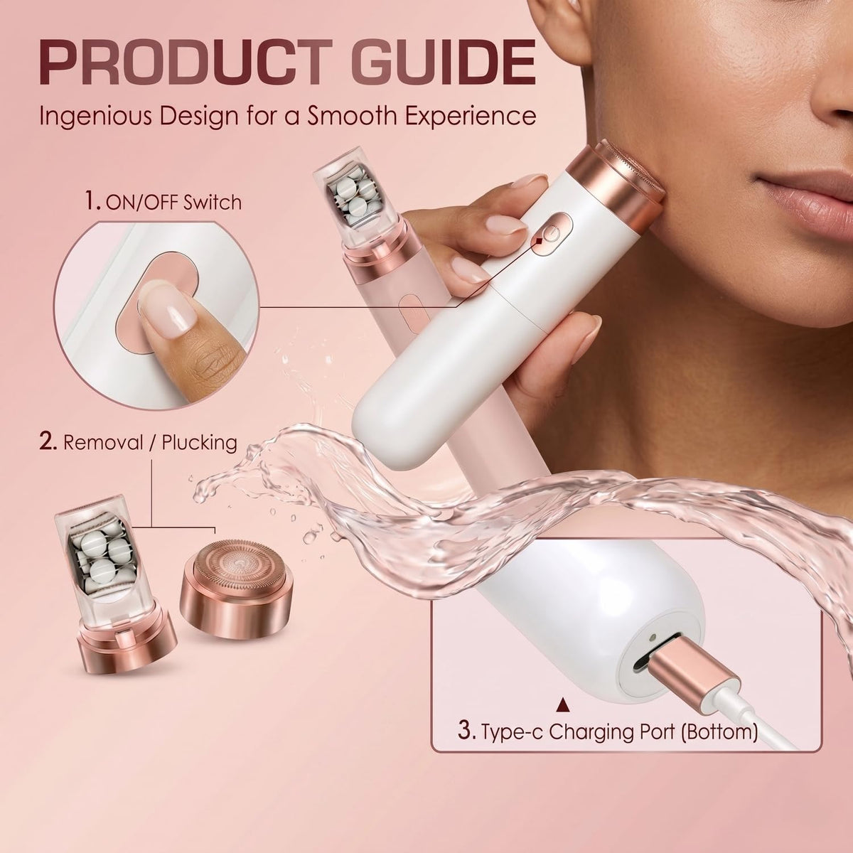 Rechargeable Cordless Electric Facial Epilator V2139