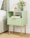 Green Night Stand with Drawer and Shelf C8807