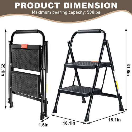 2 Step Steel Ladder with Anti-Slip Pedal N494142