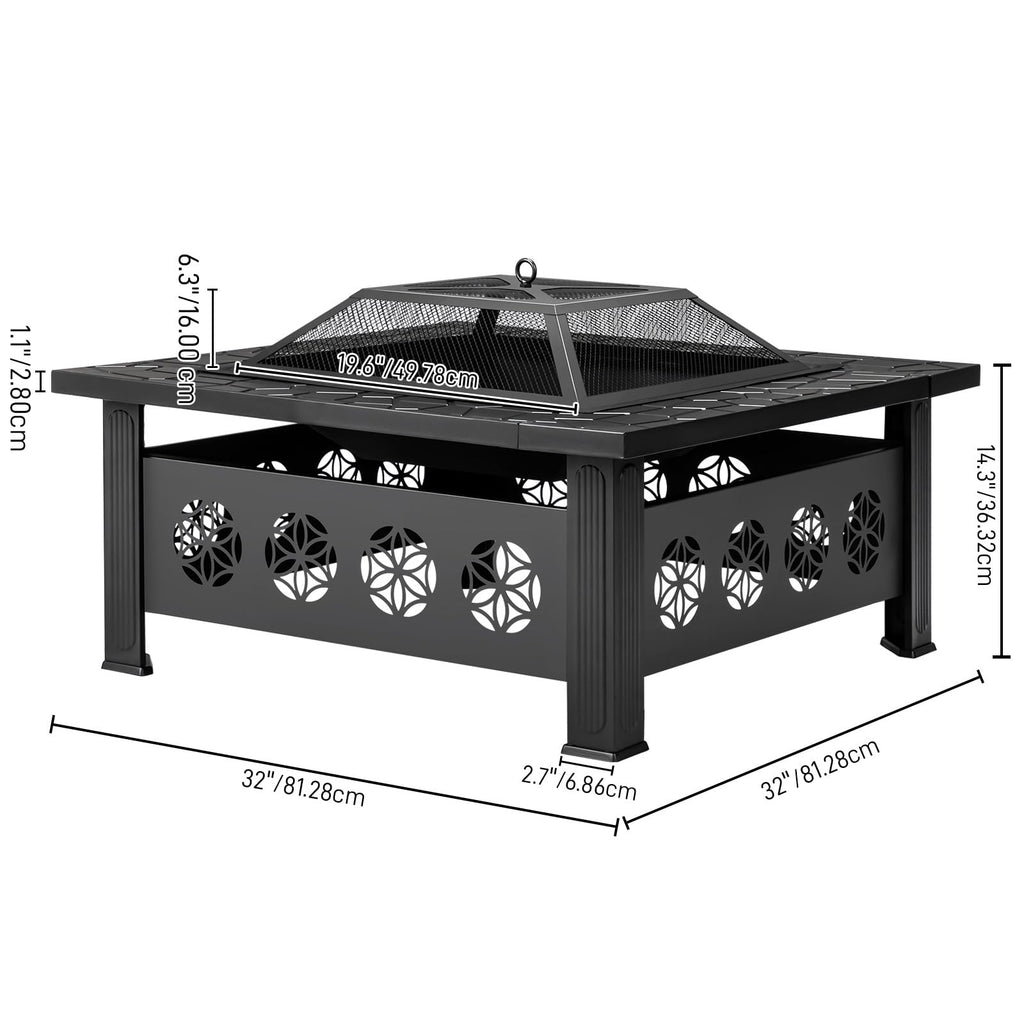 32 Inch Metal Outdoor Fire Pit T6911