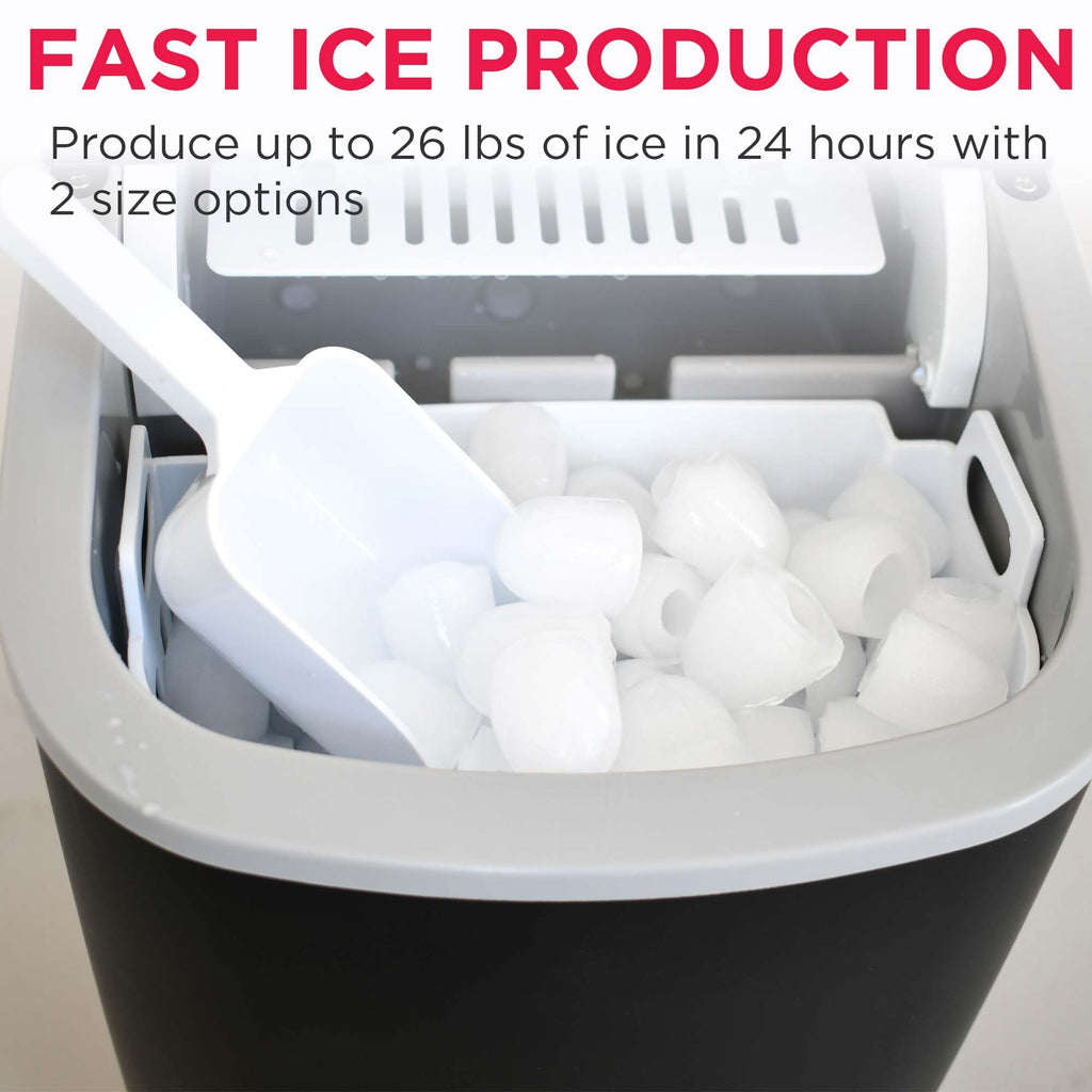 Compact Countertop Ice Maker 26 lb per Day Black I69212