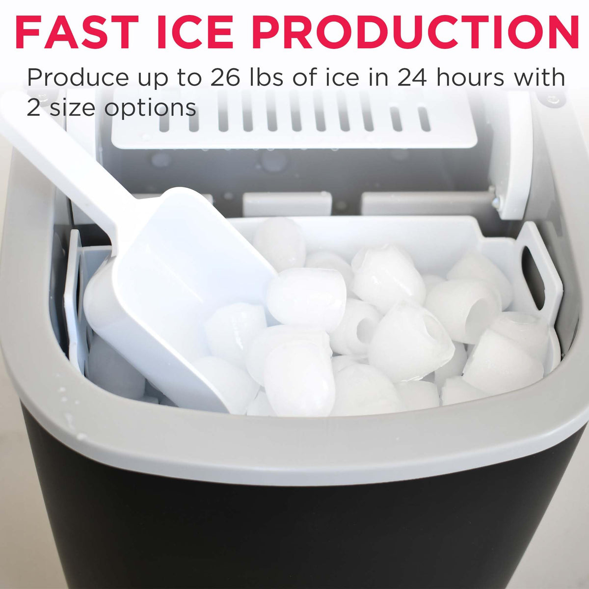 Compact Countertop Ice Maker 26 lb per Day Black I69212