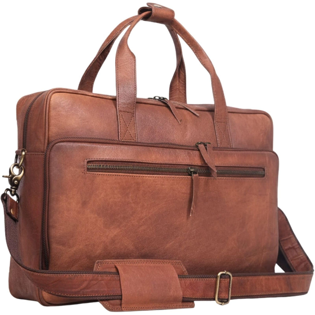 Brown 17-inch Genuine Leather Laptop Briefcase K424528