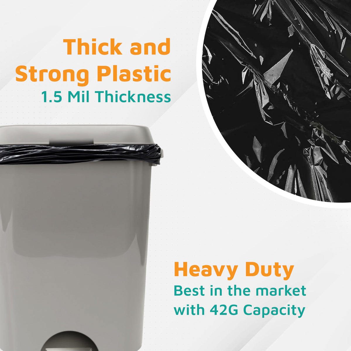 Black 42-Gallon 1.5 Mil Tall Trash Can Liners F110452
