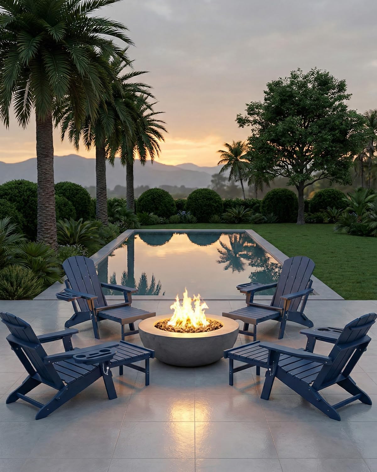 Adjustable Adirondack Chair Set of 2 with Ottoman X7822