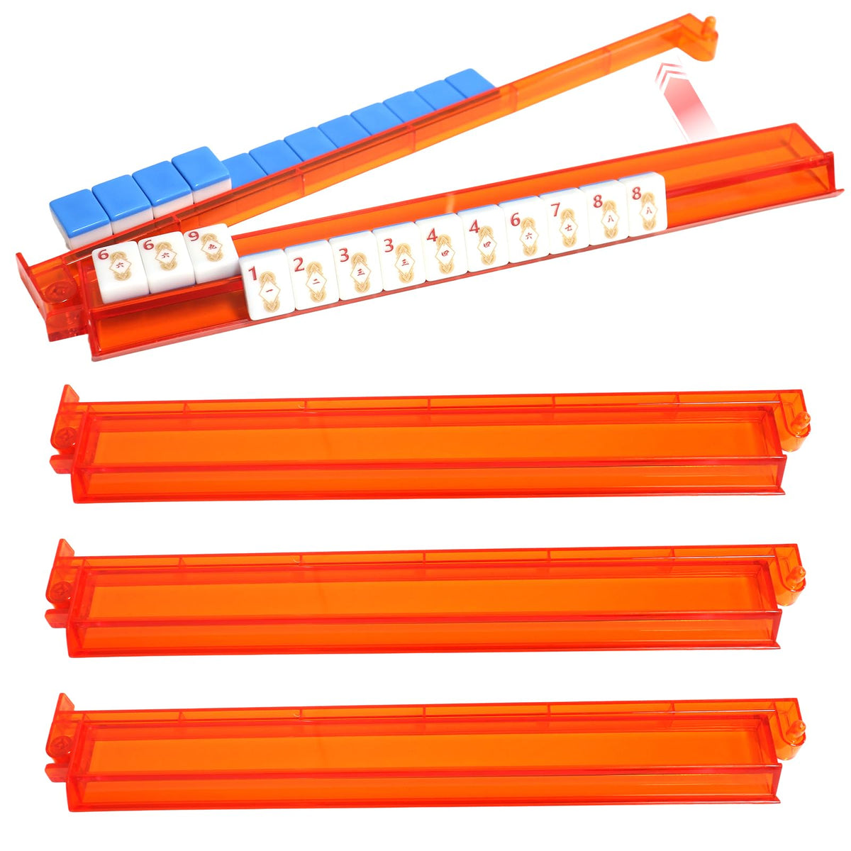 Set of 4 Compact Plastic Mahjong Racks with Pushers Z37736