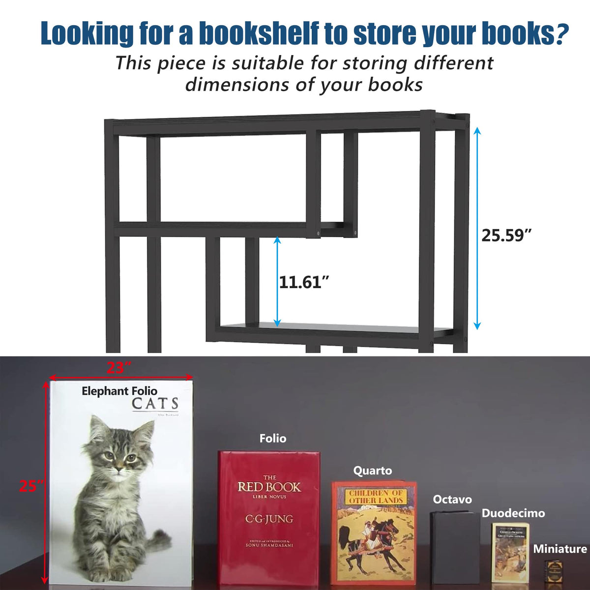 6-Shelf 69 Inch Tall Black Bookshelf O26421