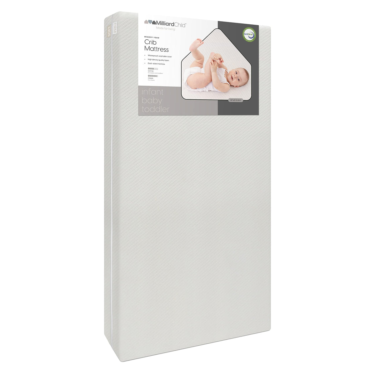 Infant Crib and Toddler Mattress, Machine Washable Waterproof Cover I913