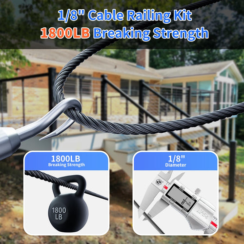 1/8 T316 Black Stainless Steel Cable 300FT X830