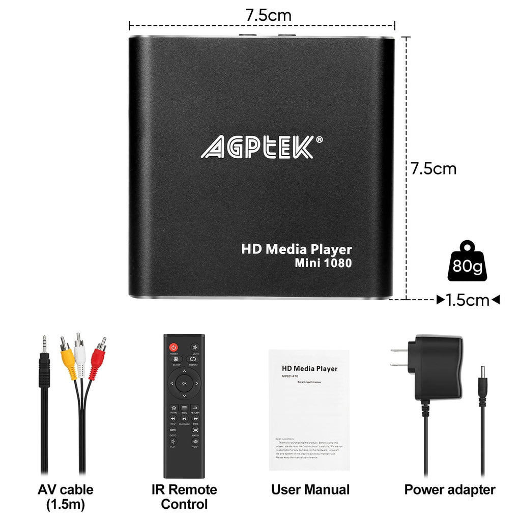 Black Mini 1080p Full-HD HDMI Digital Media Player A746