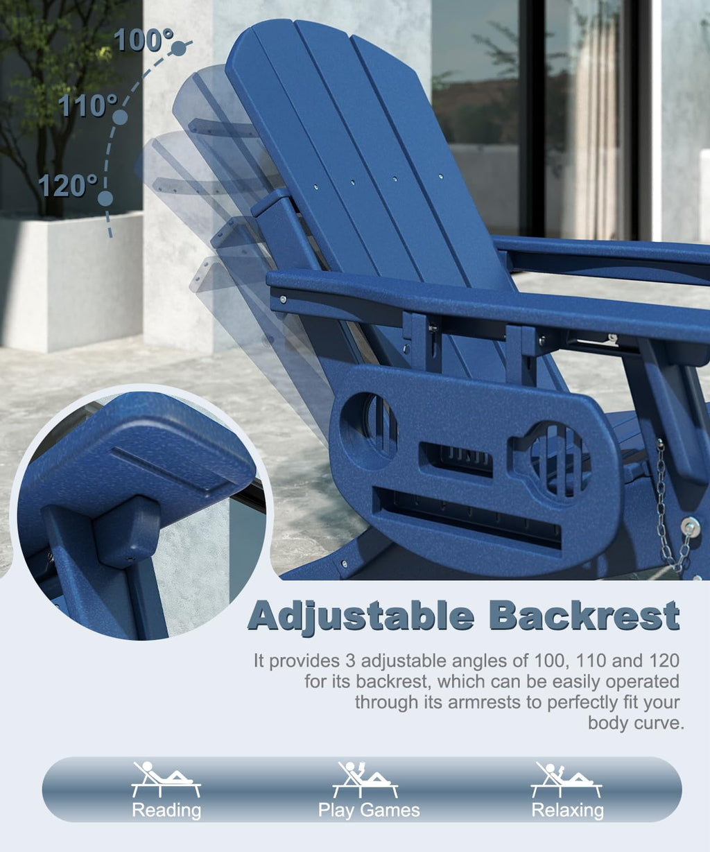 Adjustable Adirondack Chair Set of 2 with Ottoman X7822