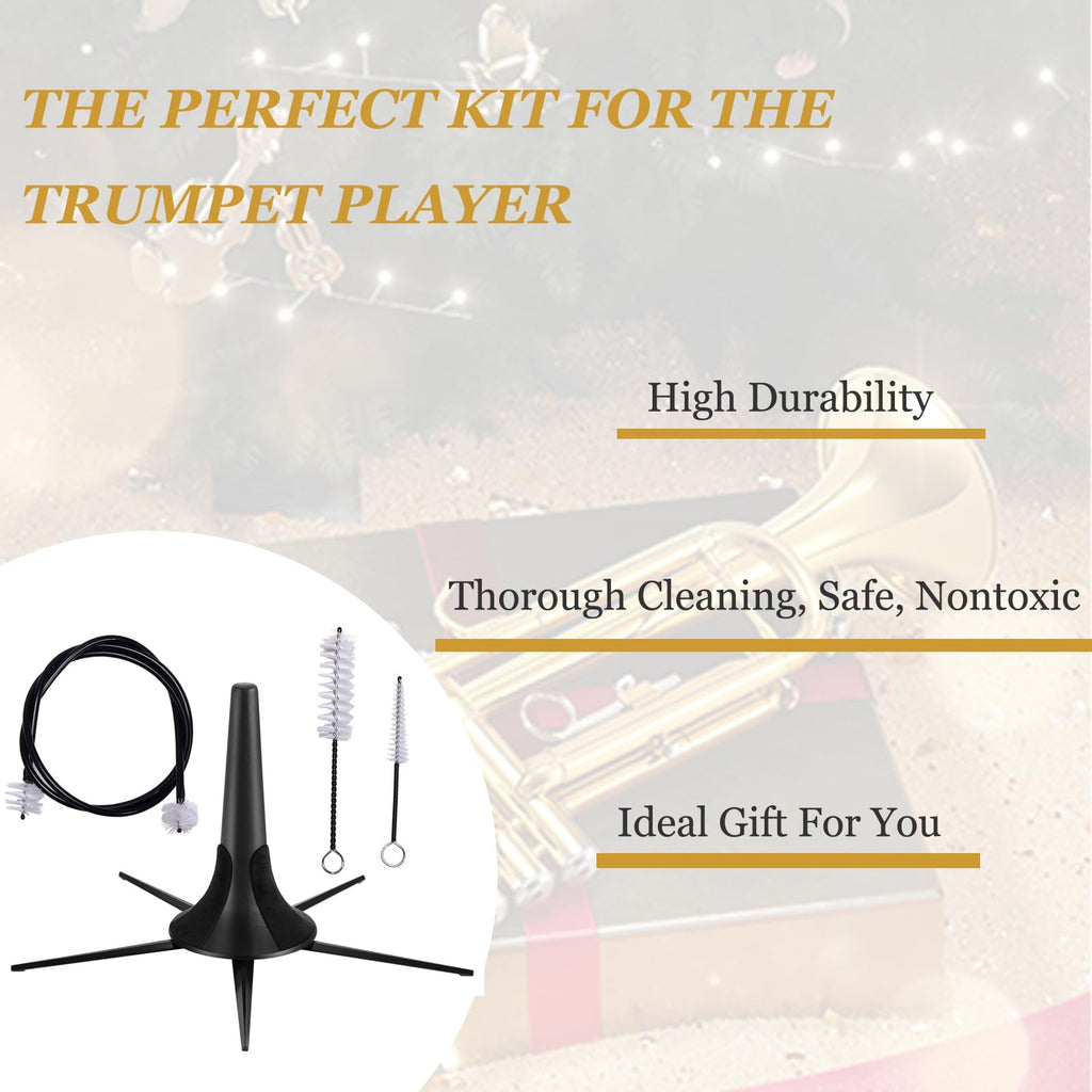 Trumpet Stand and Care Kit with Mouthpiece, Valve, Snake Brush, Foldable Metal 5 Legs F732839