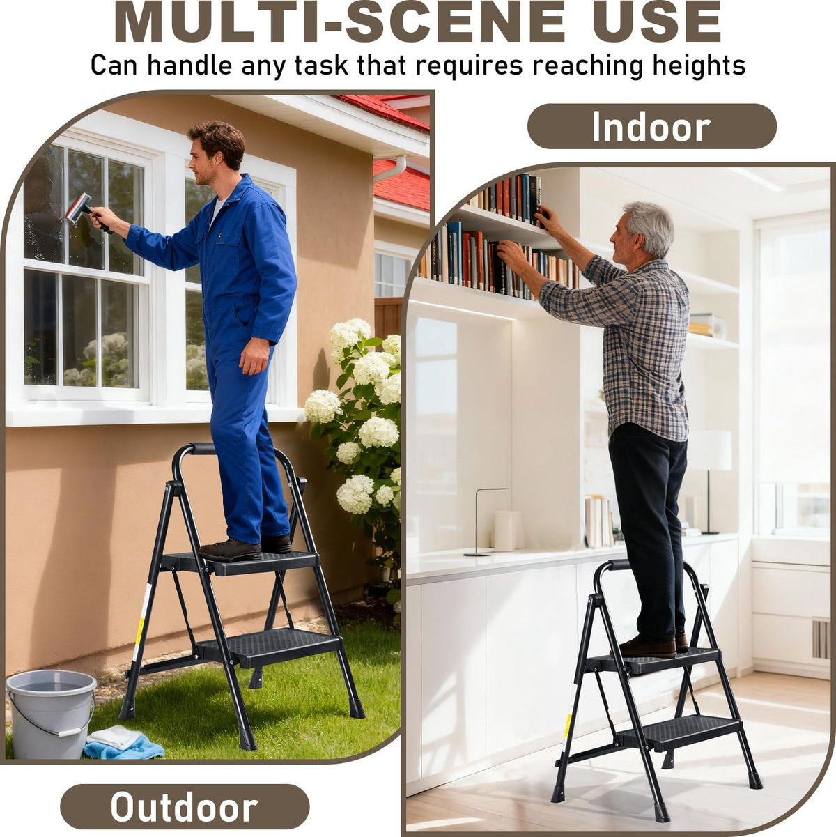 2 Step Steel Ladder with Anti-Slip Pedal N494142