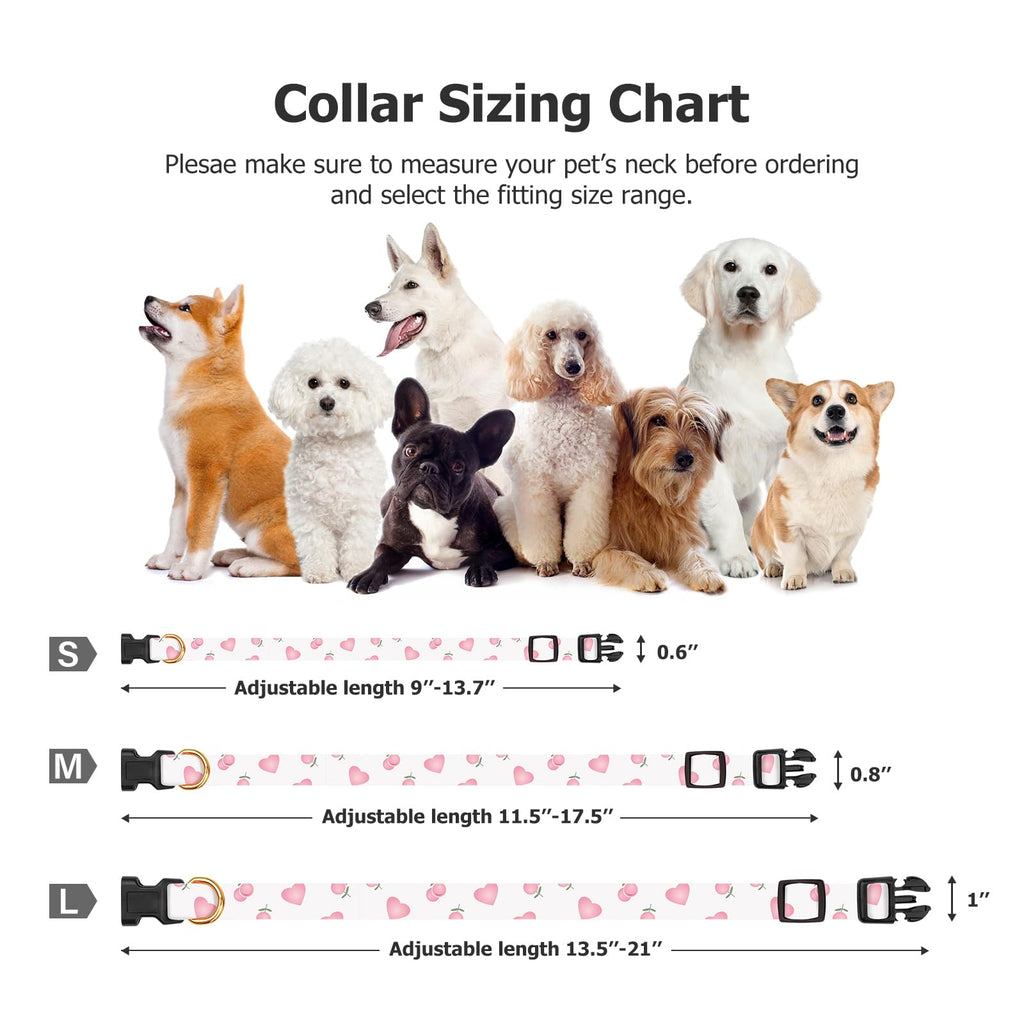 Cotton Dog Collar White and Pink Love Heart with Pendant Z9311