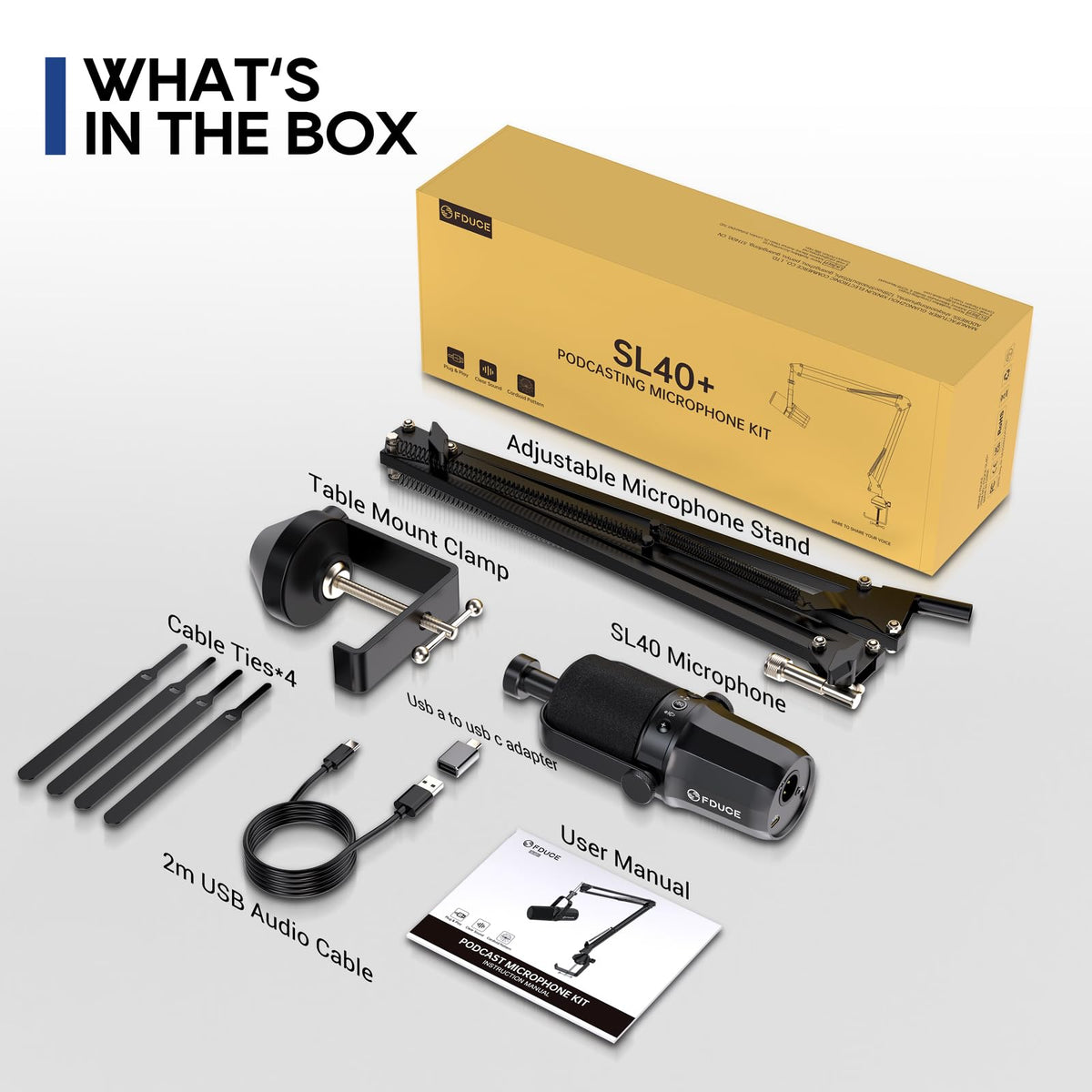 USB/XLR Dynamic Microphone Kit with Boom Arm D7829