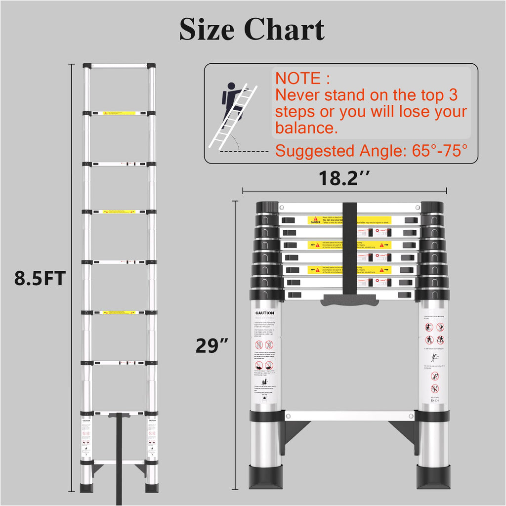 8.5 FT Aluminum Telescoping Ladder U5076
