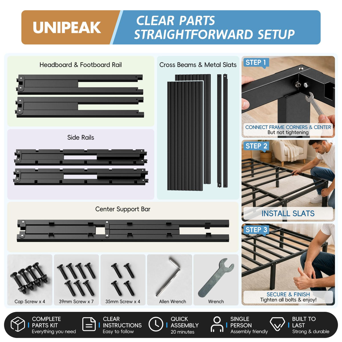 Queen Metal Platform Bed Frame with Storage H494334