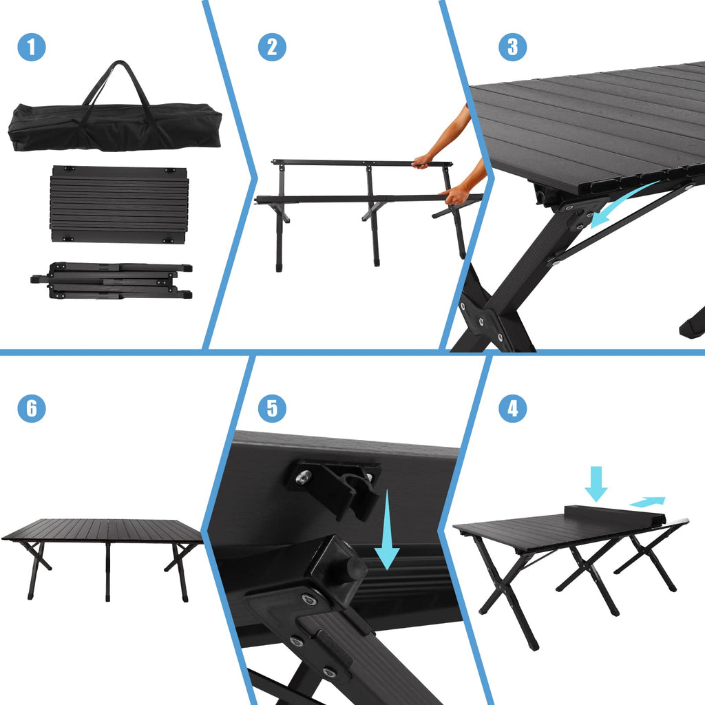 Folding Aluminum Camping Table with Carrying Bag O839