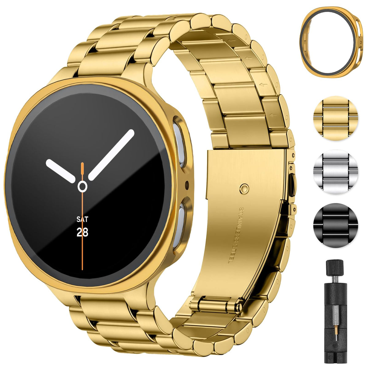 Stainless Steel Band and Case for Samsung Galaxy Watch 8 9 44mm 40mm D8725