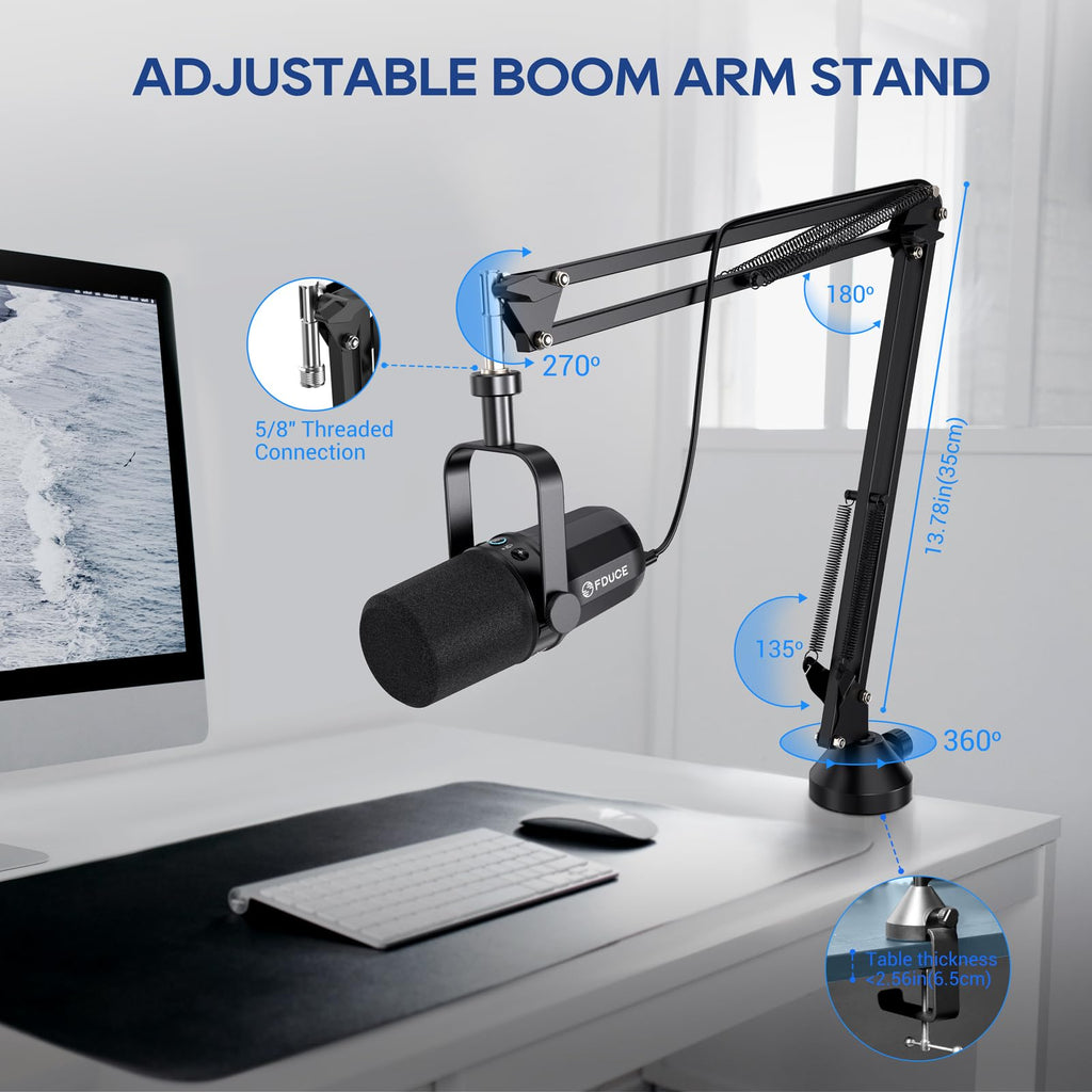 USB/XLR Dynamic Microphone Kit with Boom Arm D7829