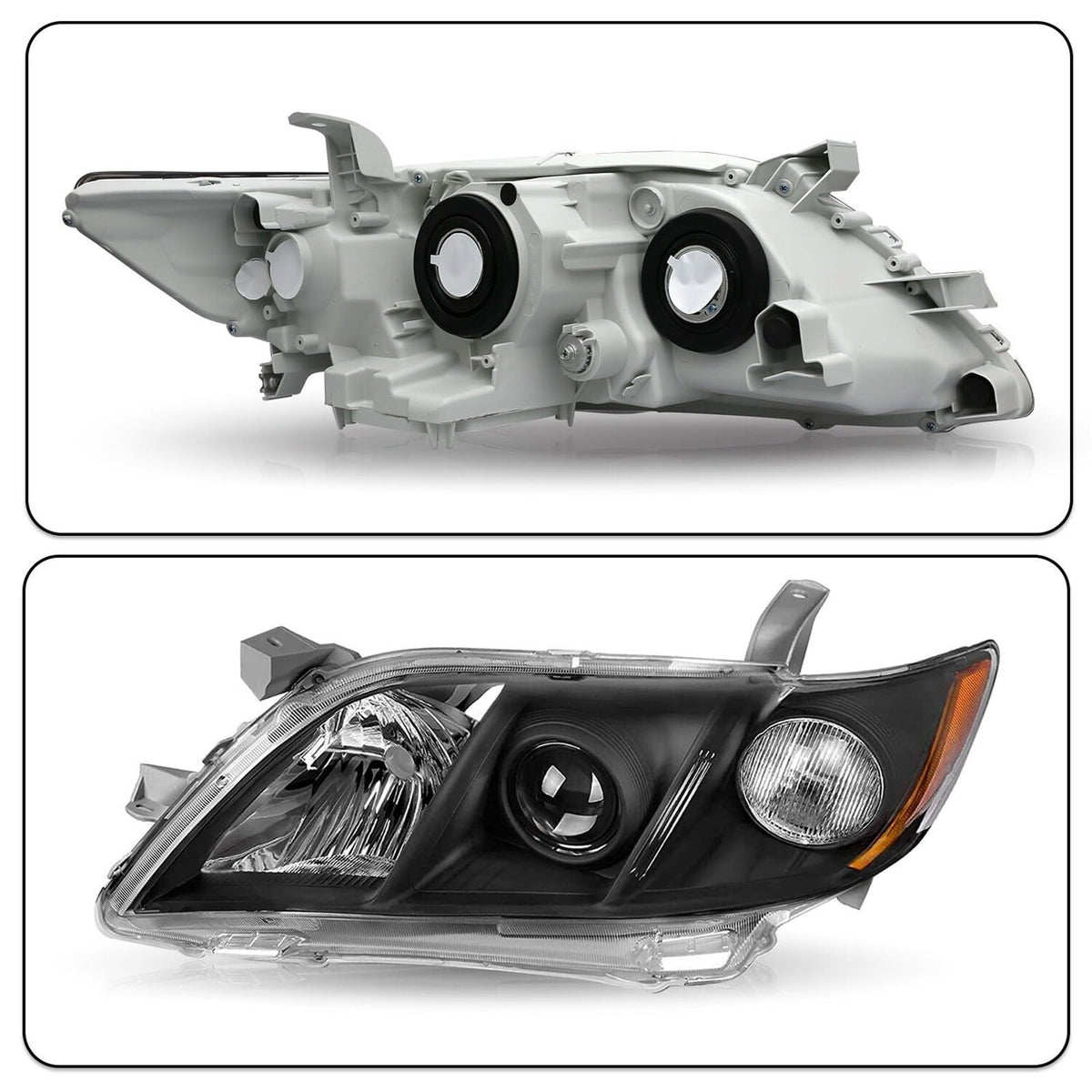 Toyota Camry Front Bumper Headlight Black Housing 1 Pair N46093