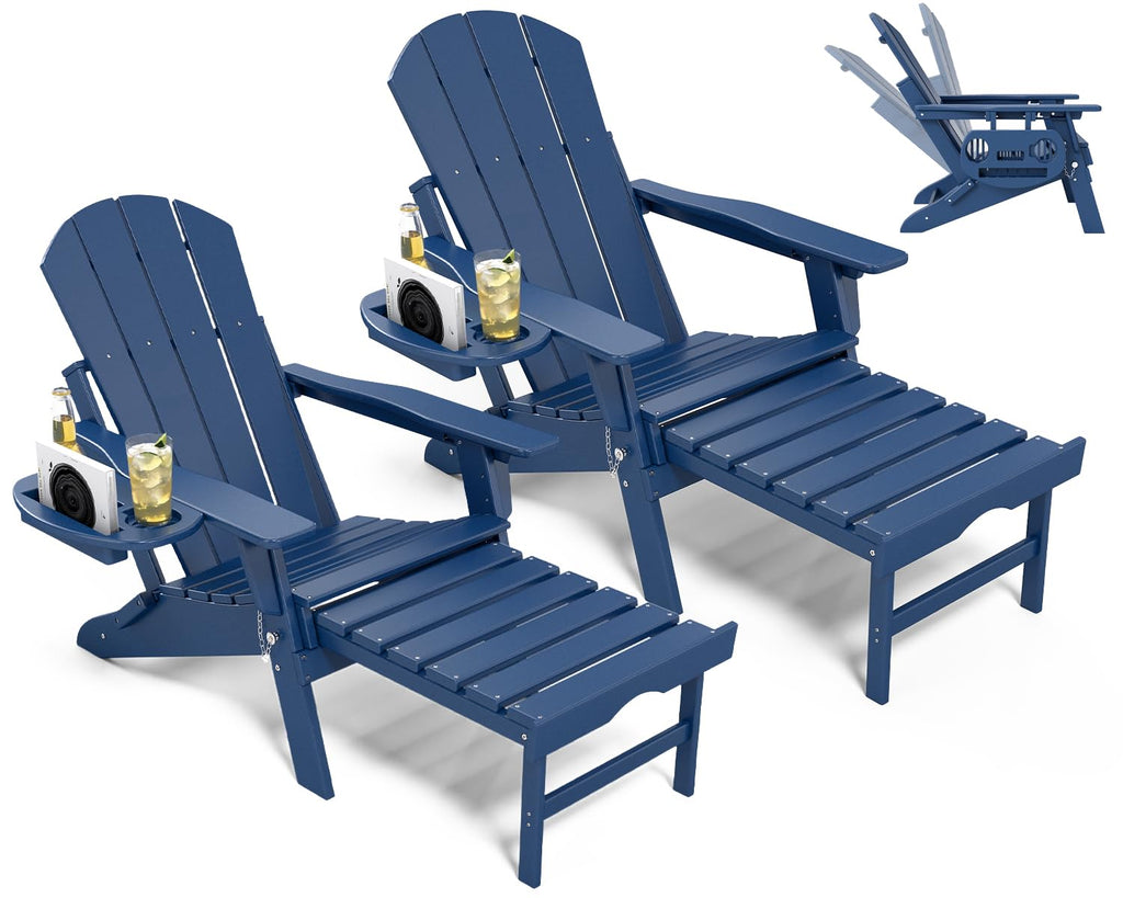 Adjustable Adirondack Chair Set of 2 with Ottoman X7822