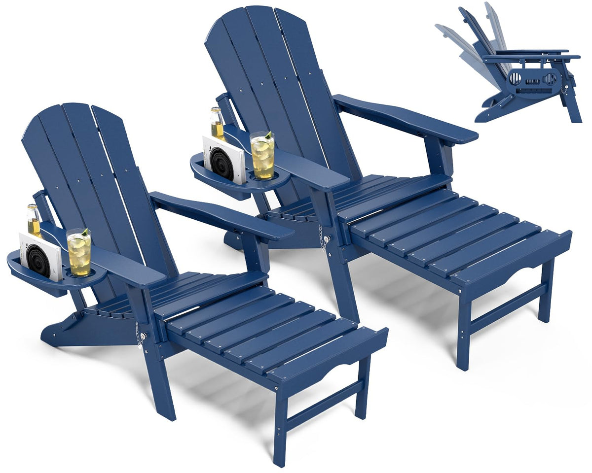 Adjustable Adirondack Chair Set of 2 with Ottoman X7822