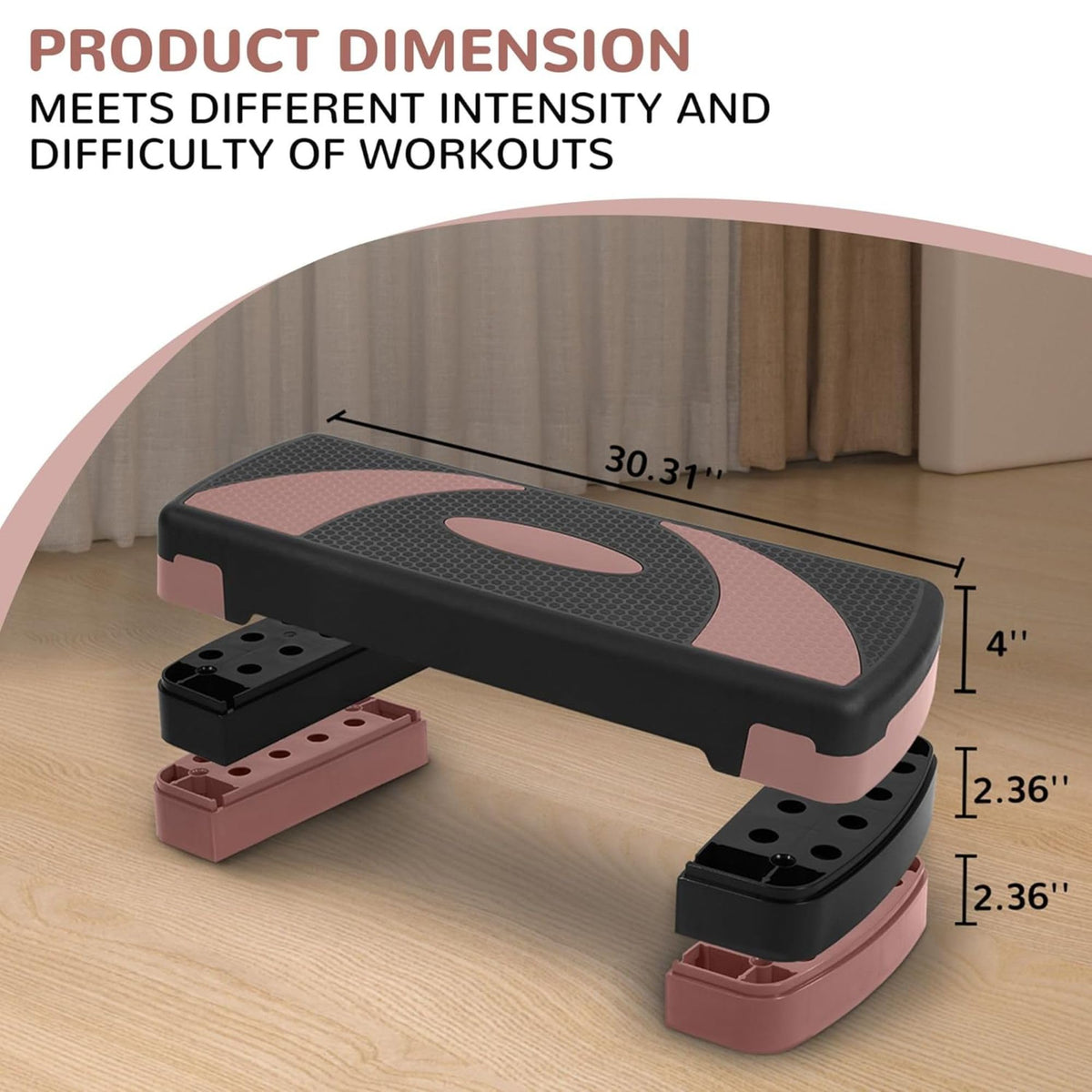 31" Adjustable Step Aerobic Platform with 4 Stackable Risers U497119