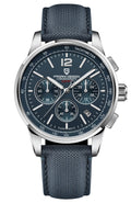 Men's Quartz Chronograph Watch, 100M Water Resistant Stainless Steel, Sapphire Glass, Nylon Strap F144