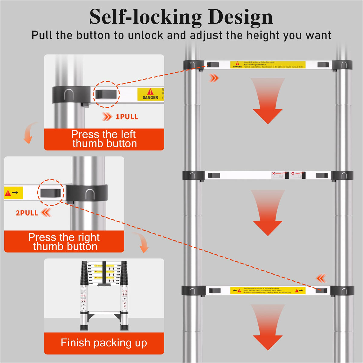 8.5 FT Aluminum Telescoping Ladder U5076