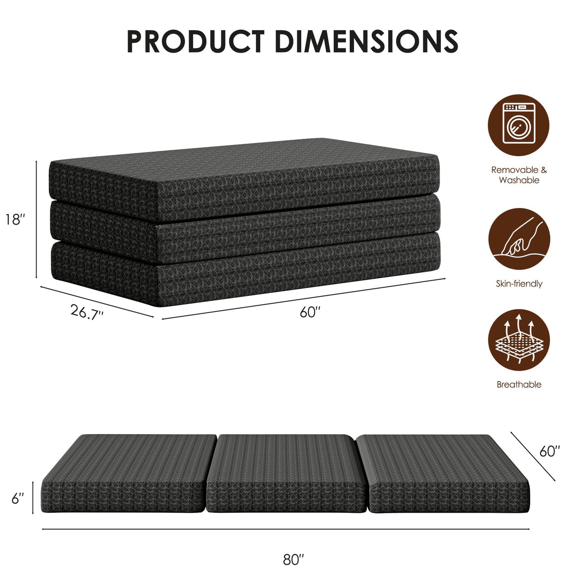 Queen Tri-Fold Memory Foam Mattress T7065