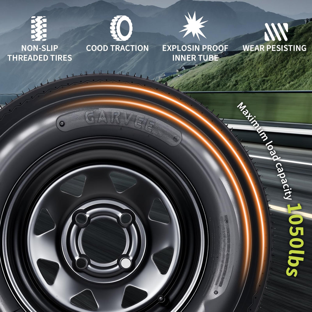 2-Pack 5.30-12 Trailer Tires with Rim, 6-Ply, 1050 LBS Load I9858