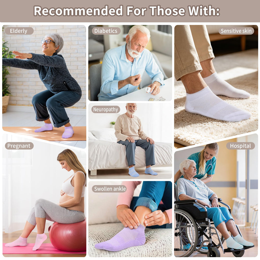 5 Pairs Non-Binding Low Cut Diabetic Socks Size 9-11 Q1498