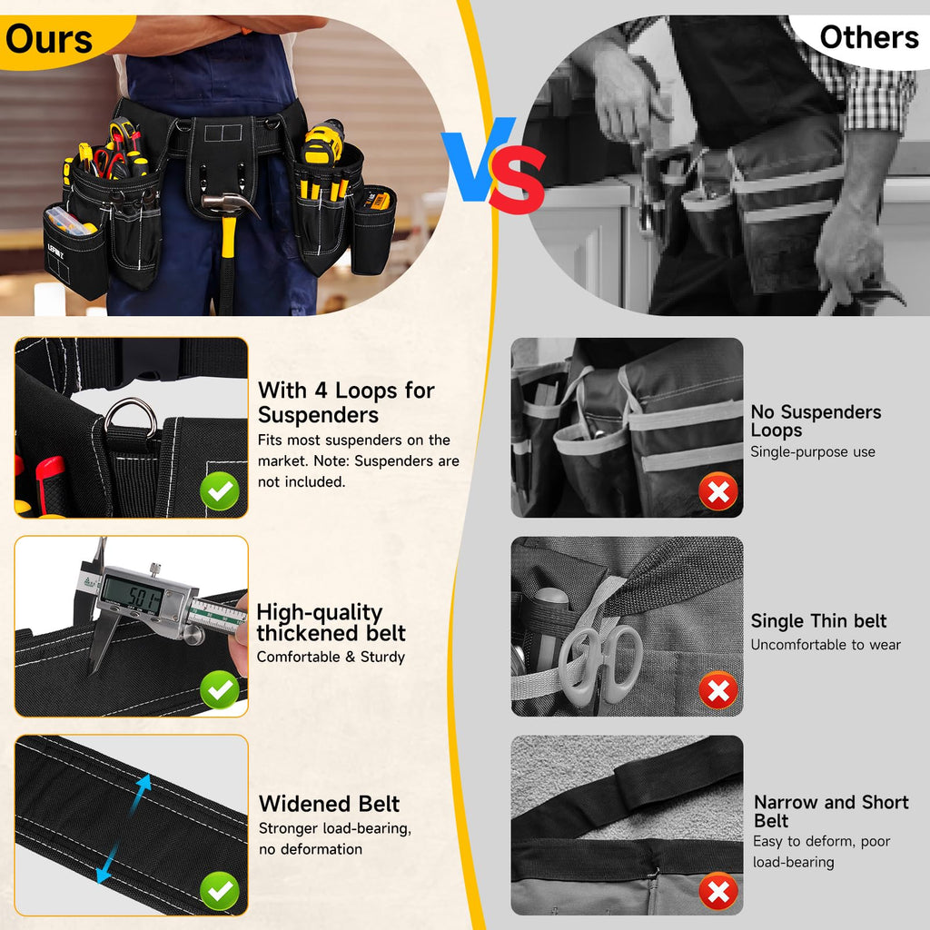 Tool Belt with 4 D-Rings, 27-Pockets D17342