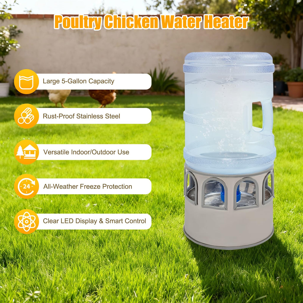 80W Heated 5 Gallon Chicken Waterer J64810