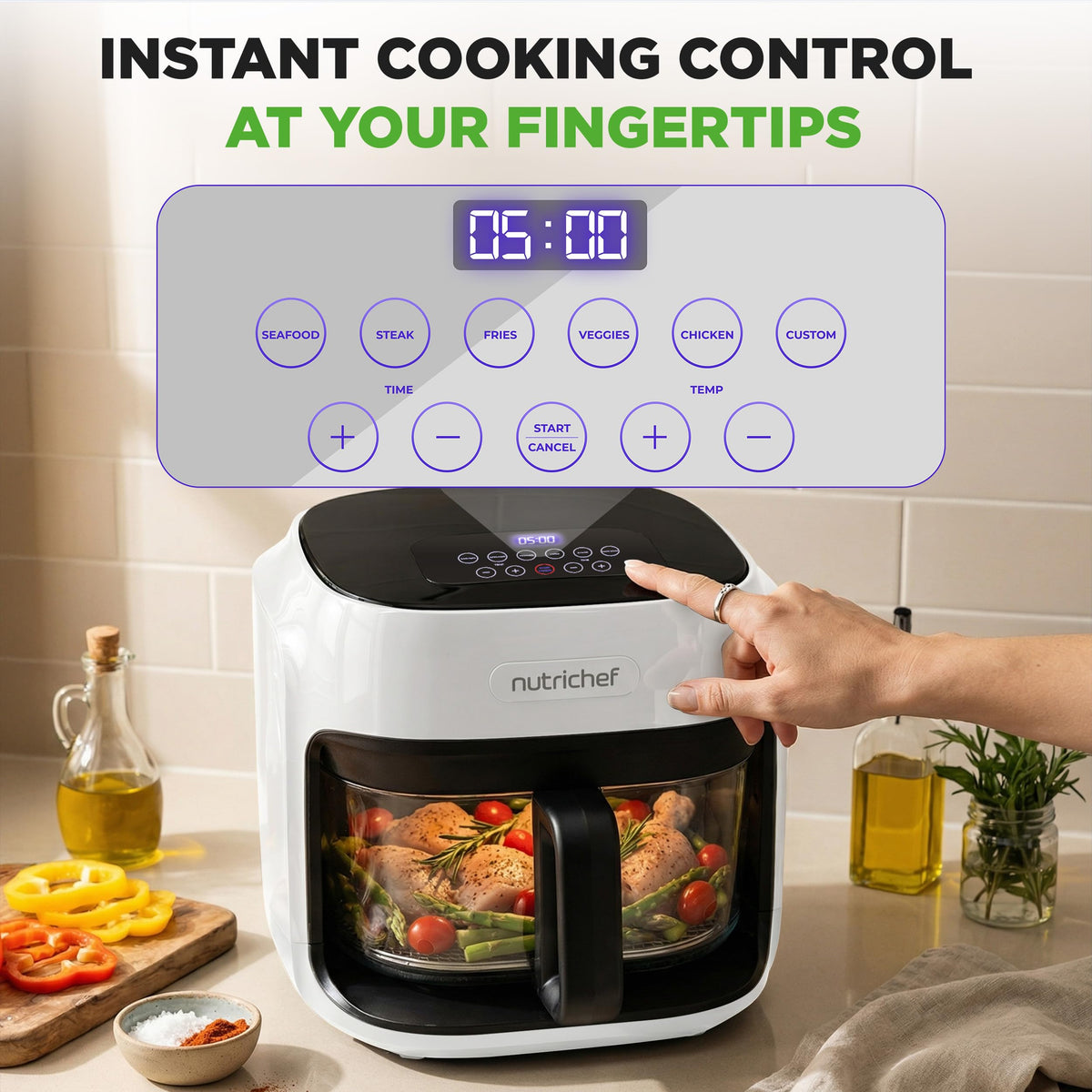 7.5 Quart Air Fryer with 6 Preset Cooking Modes D53525