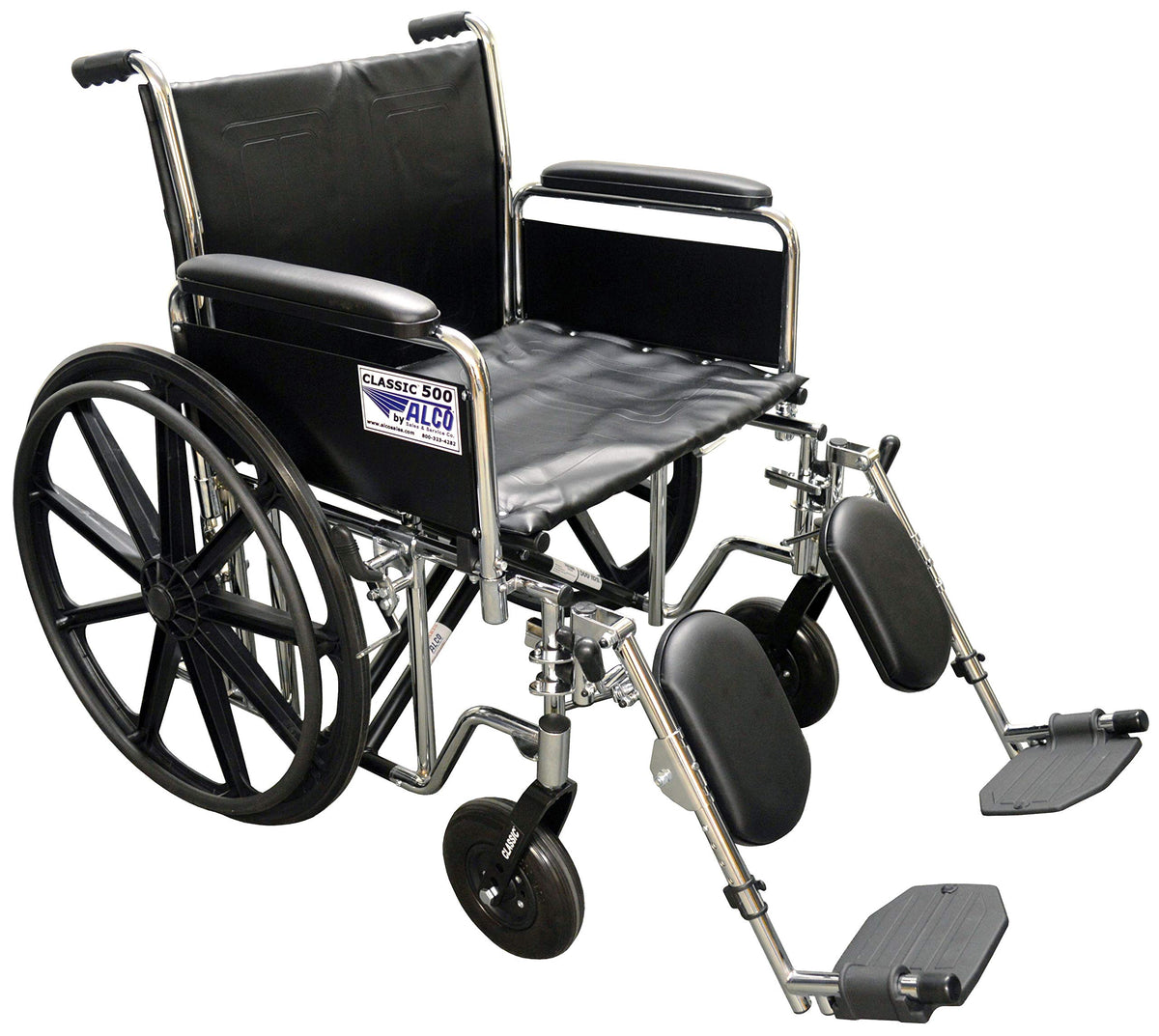 22" Heavy Duty Chrome Wheelchair with Removable Full Arms A348913
