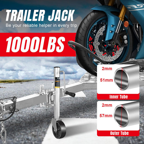 1000 lbs Heavy Duty Swivel Trailer Jack with Wheel W7929