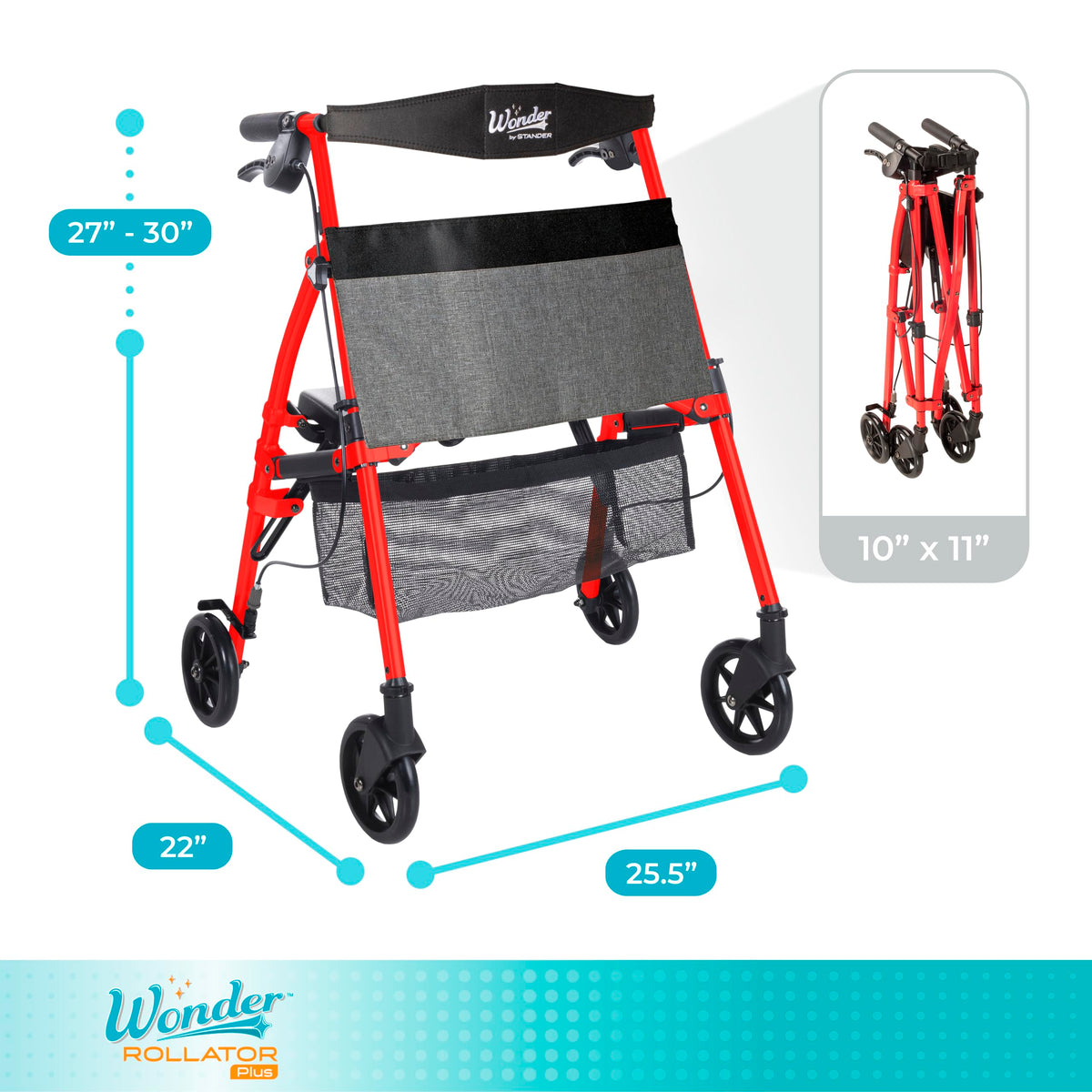 Lightweight Folding Mobility Aid with Four Wheels and Seat Z968