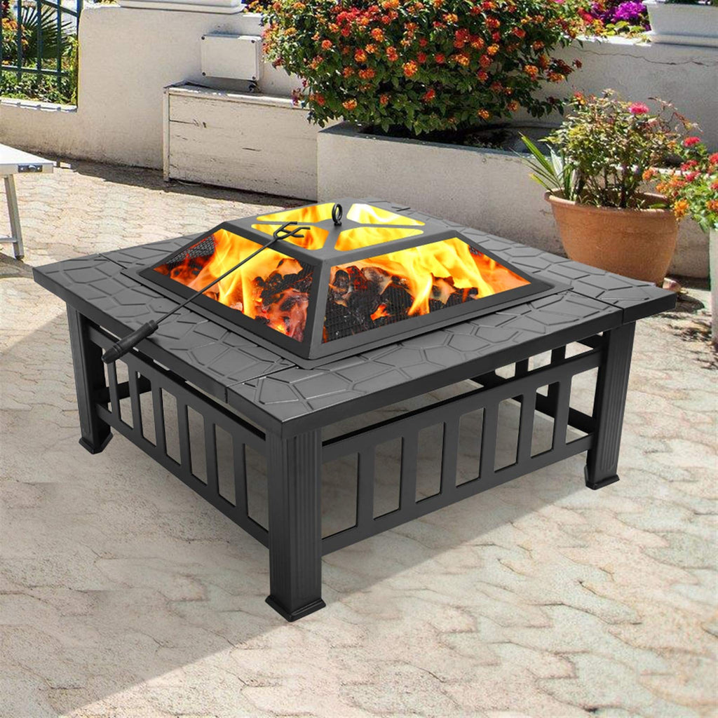 32 Inch Black Metal Wood Burning Fire Pit Q136