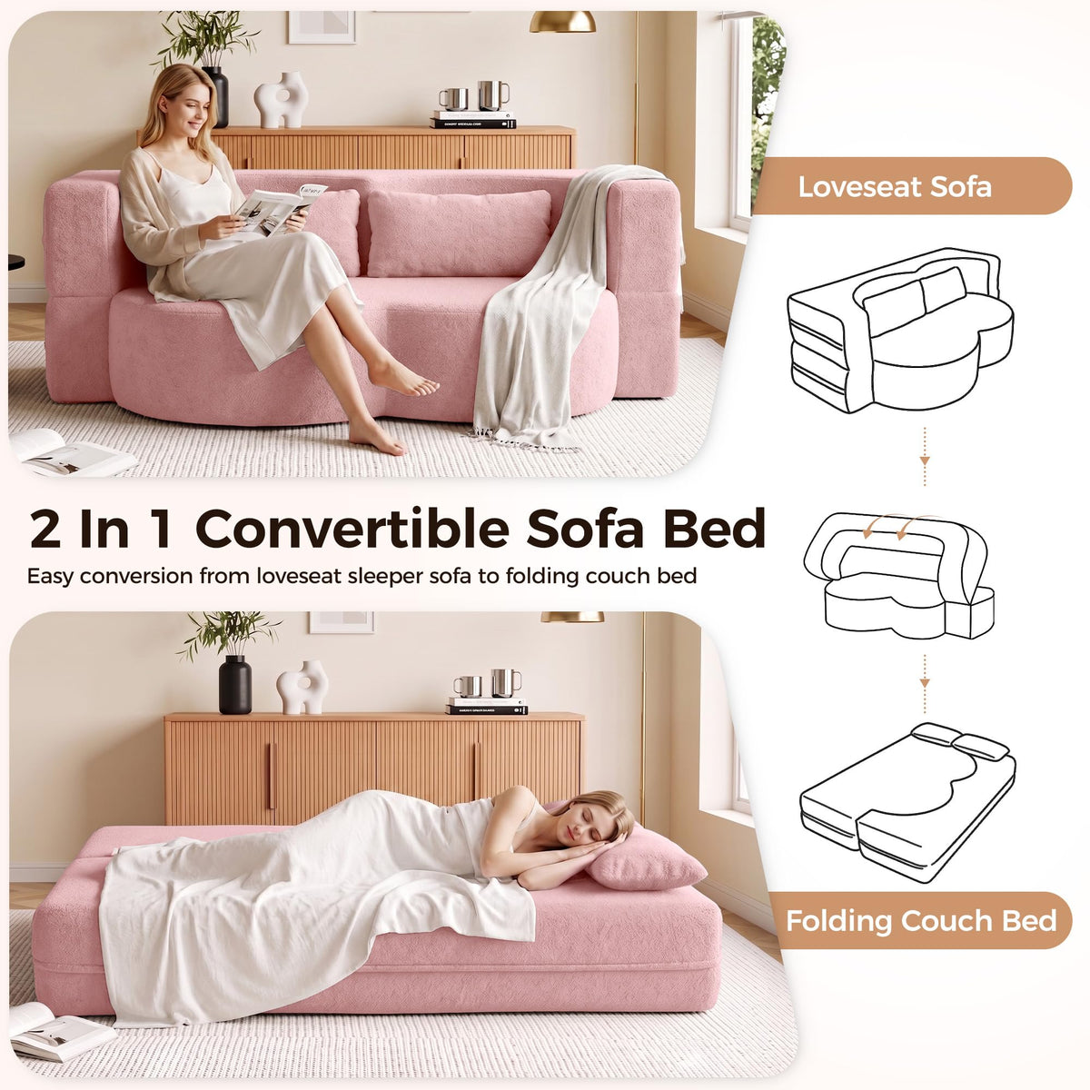 78" Convertible Folding Sofa Bed Full Size U5458
