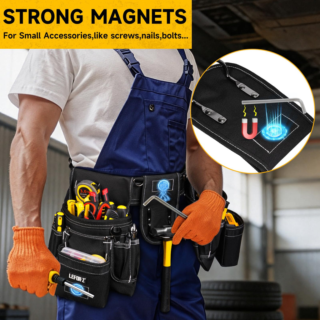 Tool Belt with 4 D-Rings, 27-Pockets D17342