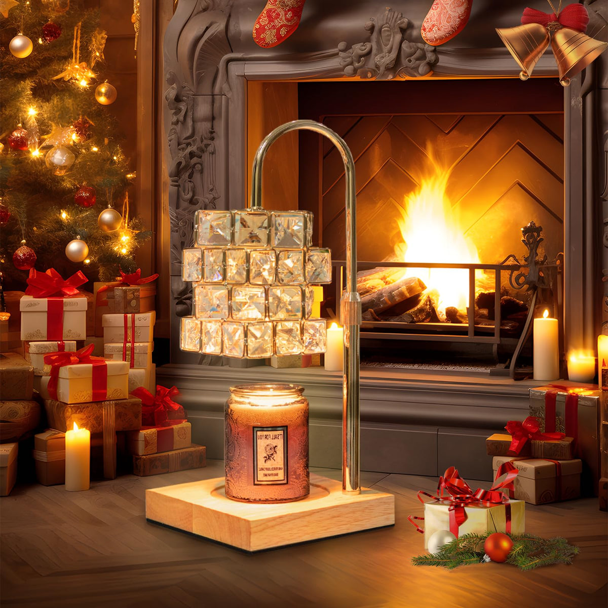 Candle Warmer Lamp with 2 Bulbs, Adjustable Dimmable Amber Glass H4604