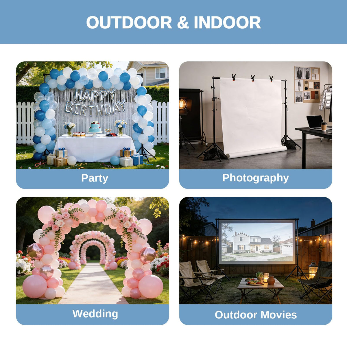 6.6 x 10FT Adjustable Backdrop Support Stand with Carrying Bag and 3 Clamps T3593