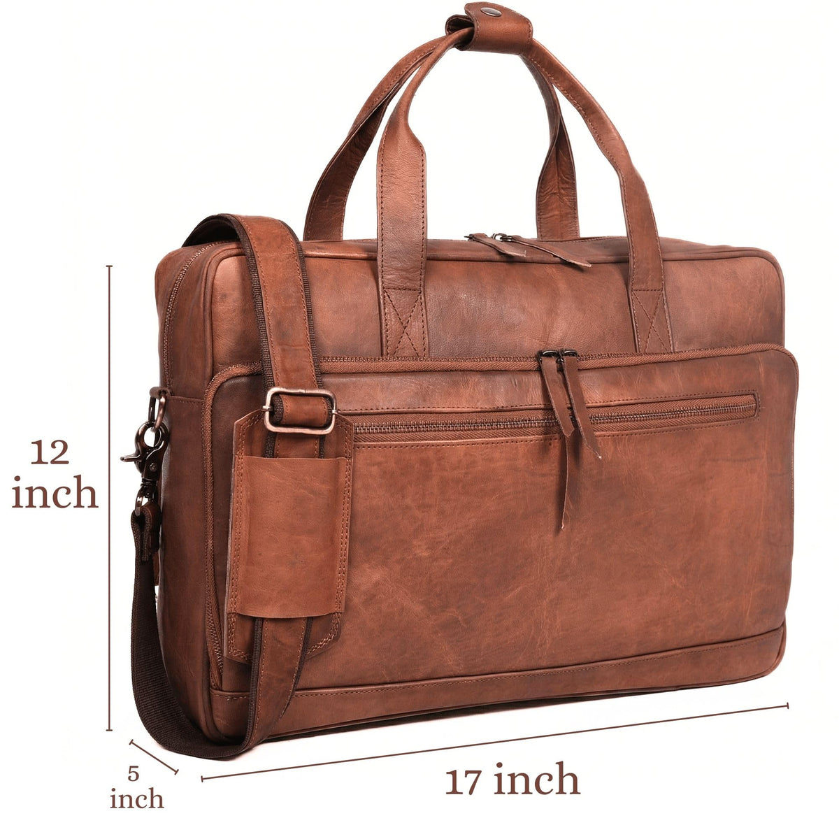 Brown 17-inch Genuine Leather Laptop Briefcase K424528