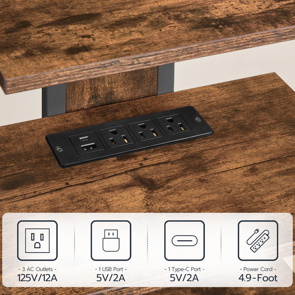 4-Tier Media Stand with Charging Station & LED Light B807