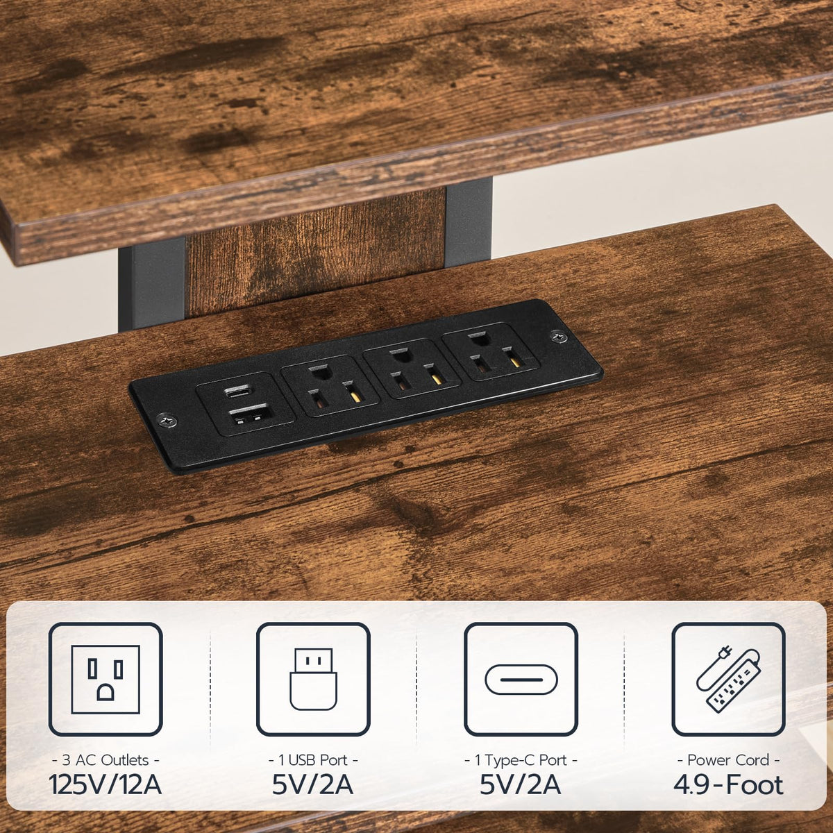 4-Tier Media Stand with Charging Station & LED Light B807